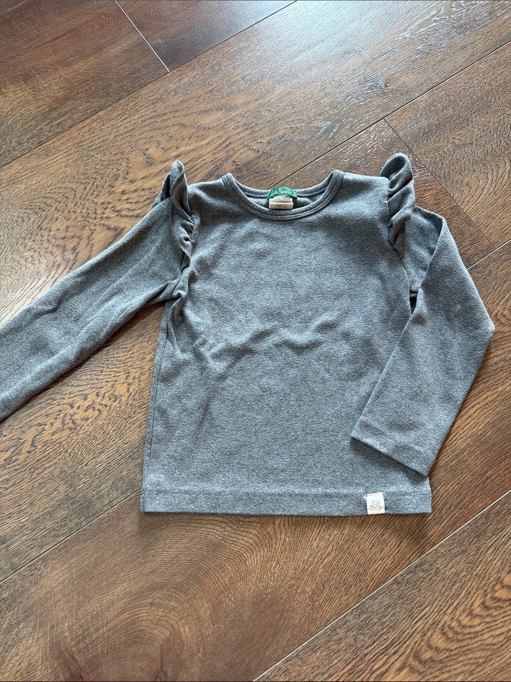 Little Road co Girls' Long Sleeve Ruffle Shoulder Top - Gray